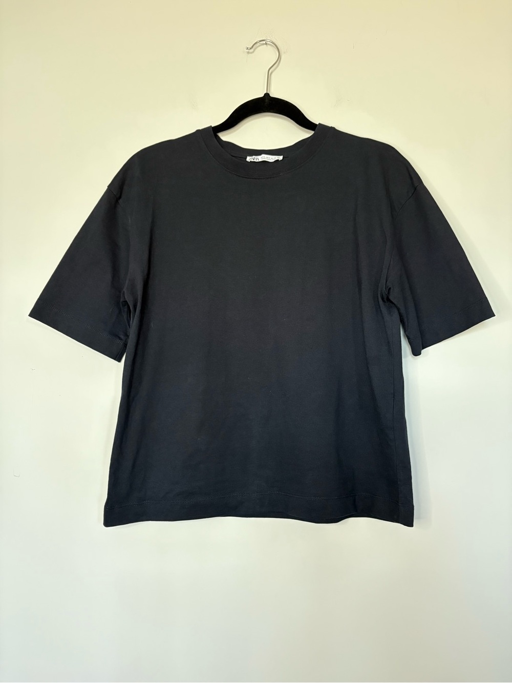 Zara Dark Navy Blue Shirt Plain Basic Everyday Wear Size S Layering Oversized